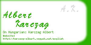 albert karczag business card